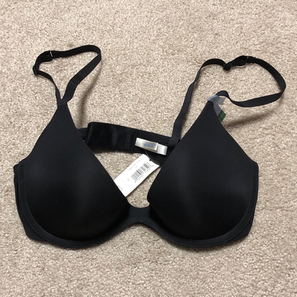 NEW Aerie Carly Bra Black push up plunge 32C Scoop